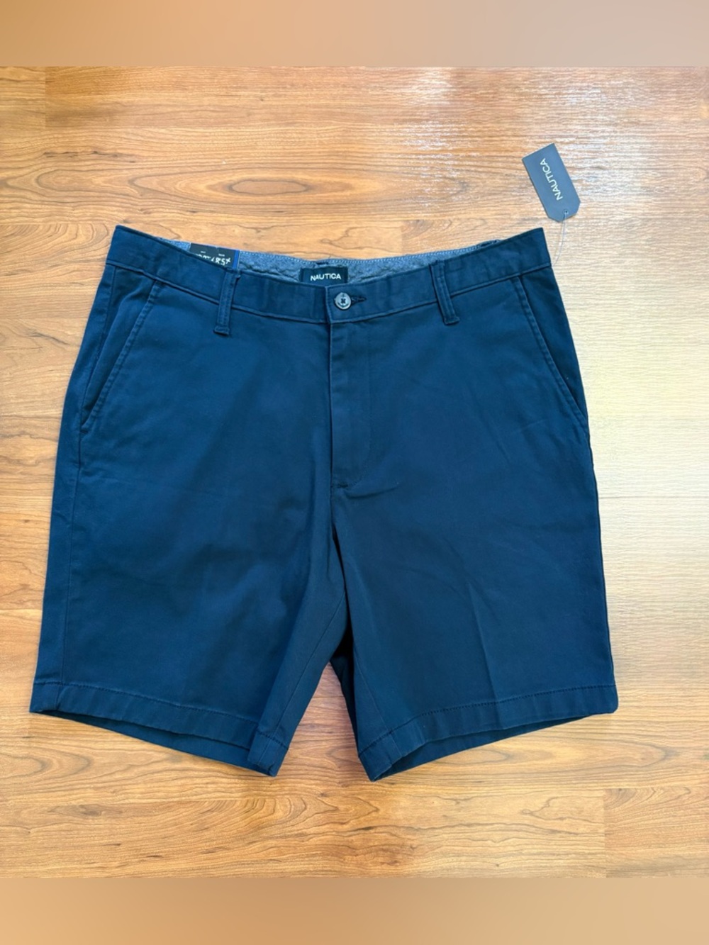 Nautica Men's Deck Shorts Size 33 Classic Fit Stretch Dark Blue 8.5" Inseam NWT